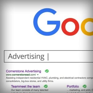 Search Engine Marketing Close up of cursor typing in a Google search box